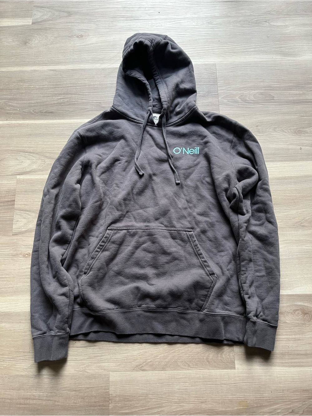O'Neill Charcoal Pullover Hoodie with Teal Logo size L